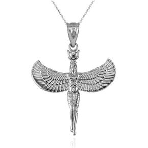 LA BLINGZ Sterling Silver Isis Egyptian Goddess Pendant Necklace