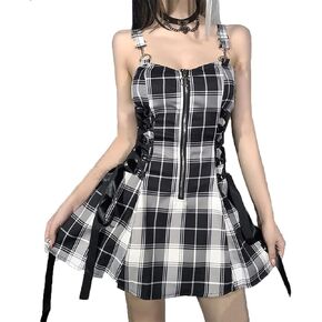 win2win Goth Dress for Women Grunge Alt Aesthetic Backless Casual Summer Mini Dresses