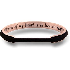 WUSUANED Memorial Jewelry A Piece of My Heart is In Heaven Hair Tie Grooved Cuff Bangle Bracelet In Memory Of Loved One Sympathy gift