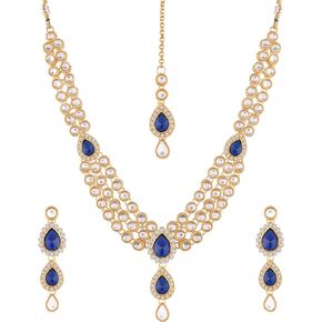 I Jewels Indian Bollywood Gold Plated Kundan Jewelry Set for Women (IJ315)