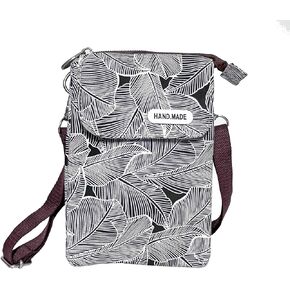 Leaf Pattern Canvas Crossbody bags for women Lightweight Small Crossbody bags Cell phone purse for Girls