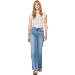 'Fiercely Bella Boutique' Mid-Rise Vintage Wash Wide Leg Jeans (Style 82514)