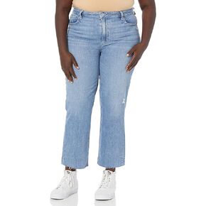 PAIGE Women's Sarah Ankle with Raw Hem Highest Rise Straight Slim Fit in Cailin Destructed