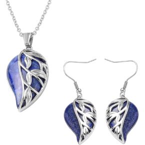 SHOP LC DELIVERING JOY Costume Jewelry Set Leaf Floral Earrings for Women Necklace Stainless Steel Size 20" Birthday Gifts