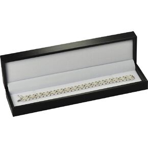 12 Piece Wholesale Bulk Black Bracelet Necklace Chain Gift Box Luxury Soft Touch PU Leather Material Long Chain Bracelet Display Packaging Storage Box Size 8.75〞(W)*2.28〞(D)*1.45〞(H)