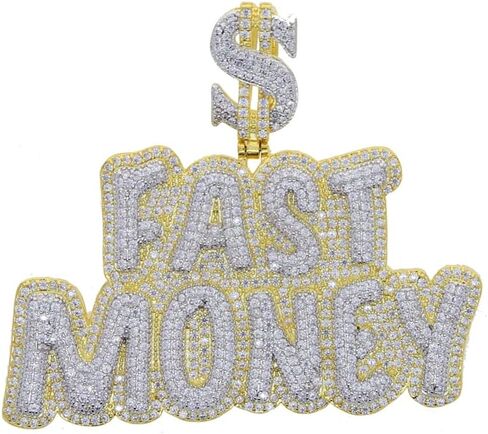 قلادة بقلادة كبيرة الحجم مكونة من حروف $ FAST MONEY للرجال والنساء in Saudi Arabia