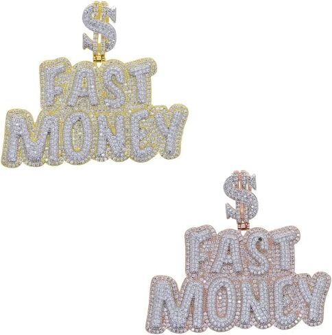 قلادة بقلادة كبيرة الحجم مكونة من حروف $ FAST MONEY للرجال والنساء in Saudi Arabia