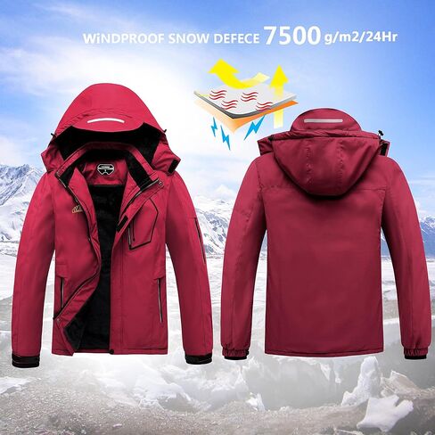 سترة LAIWANG للرجال مقاومة للماء للتزلج على الجليد ومقاومة للرياح ومعطف شتوي دافئ بغطاء للرأس in Kuwait