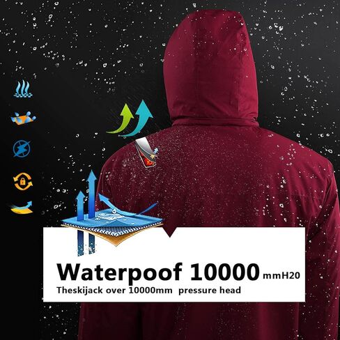 سترة LAIWANG للرجال مقاومة للماء للتزلج على الجليد ومقاومة للرياح ومعطف شتوي دافئ بغطاء للرأس in Kuwait