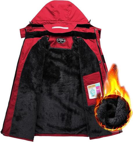 سترة LAIWANG للرجال مقاومة للماء للتزلج على الجليد ومقاومة للرياح ومعطف شتوي دافئ بغطاء للرأس in Kuwait