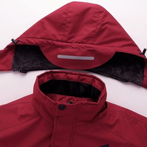 سترة LAIWANG للرجال مقاومة للماء للتزلج على الجليد ومقاومة للرياح ومعطف شتوي دافئ بغطاء للرأس in Kuwait