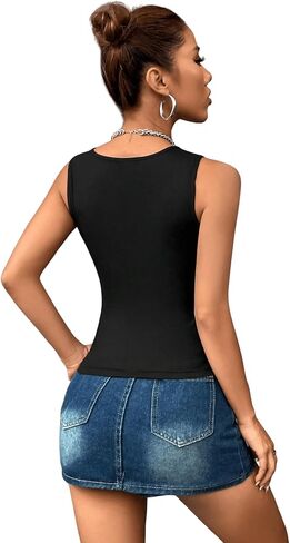 SOLY HUX Women's Y2k Graphic Crop Tank Top Scoop Neck Sleeveless Summer Tops in Saudi Arabia