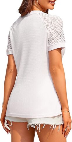 BBcoch ملابس علوية صيفية للنساء قمصان قصيرة الأكمام بلوزات شيفون غير رسمية أنيقة بوم بوم in Kuwait