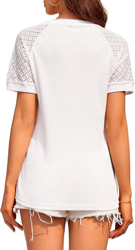 BBcoch ملابس علوية صيفية للنساء قمصان قصيرة الأكمام بلوزات شيفون غير رسمية أنيقة بوم بوم in Kuwait