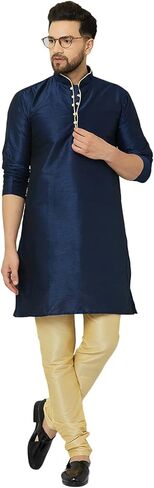 طقم بيجامة كورتا حريرية للرجال ملابس حفلات احتفالية هندية تقليدية كورتا للرجال والأولاد ملابس زفاف عرقية in Kuwait