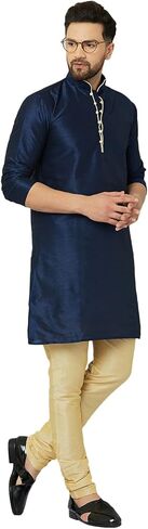 طقم بيجامة كورتا حريرية للرجال ملابس حفلات احتفالية هندية تقليدية كورتا للرجال والأولاد ملابس زفاف عرقية in Kuwait