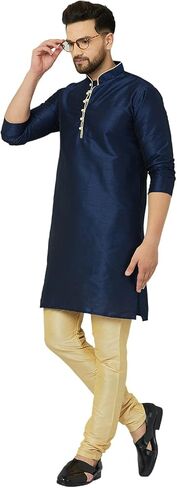 طقم بيجامة كورتا حريرية للرجال ملابس حفلات احتفالية هندية تقليدية كورتا للرجال والأولاد ملابس زفاف عرقية in Kuwait