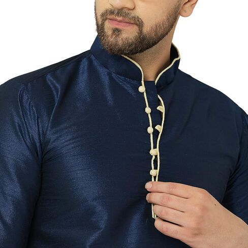 طقم بيجامة كورتا حريرية للرجال ملابس حفلات احتفالية هندية تقليدية كورتا للرجال والأولاد ملابس زفاف عرقية in Kuwait