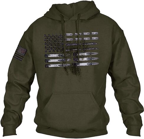 Vdnerjg Mens Hoodies Long Sleeve American Flag Graphic Drawstring Hooded Pullover Sweatshirts in Kuwait
