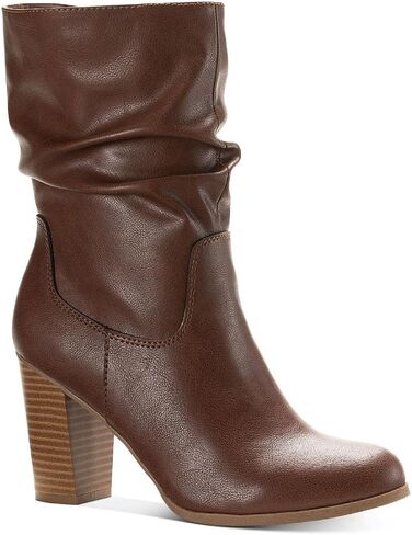 Style & Co. Womens Saraa Slouch Block Heel Mid-Calf Boots Brown 10 Medium (B,M) in Saudi Arabia