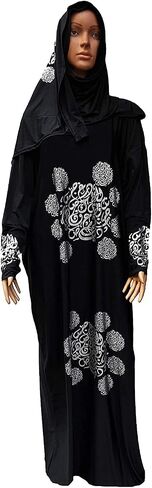 Women's One Piece Isdal Izdal Muslim Islamic Islami Islam Prayer Overhead Dress Modest Outfit Clothing Hijab Scarf Abaya Galabeya Gilbab Kaftan Robe Attire ( Black ) X-Large in Saudi Arabia