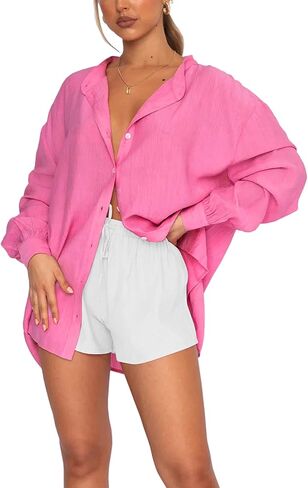 المرأة طويلة الأكمام قميص الشاطئ زر أسفل بلوزة ثوب السباحة التستر in Kuwait