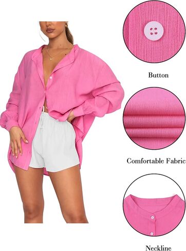 المرأة طويلة الأكمام قميص الشاطئ زر أسفل بلوزة ثوب السباحة التستر in Kuwait