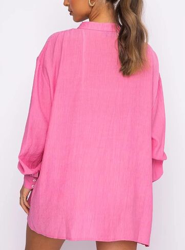 المرأة طويلة الأكمام قميص الشاطئ زر أسفل بلوزة ثوب السباحة التستر in Kuwait