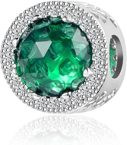 QeenseKc Green Dazzling Crystal and Cubic Zirconia Charm Openwork Bead Mothers Day Gift fit Pandora Bracelet in Saudi Arabia