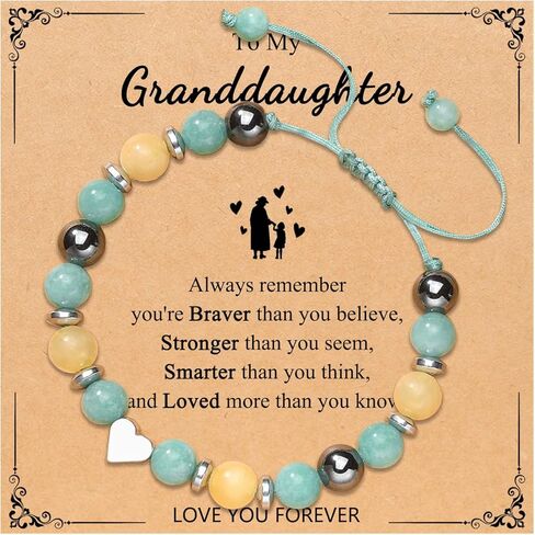To My Granddaughter Niece Adjustable Natural Stone Bracelet, Birthday Graduation Christmas Gifts for Girls in Kuwait