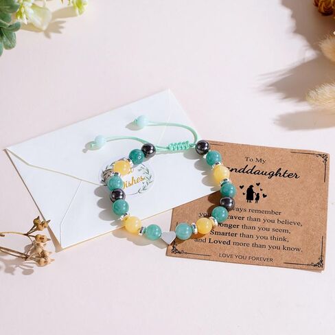 To My Granddaughter Niece Adjustable Natural Stone Bracelet, Birthday Graduation Christmas Gifts for Girls in Kuwait