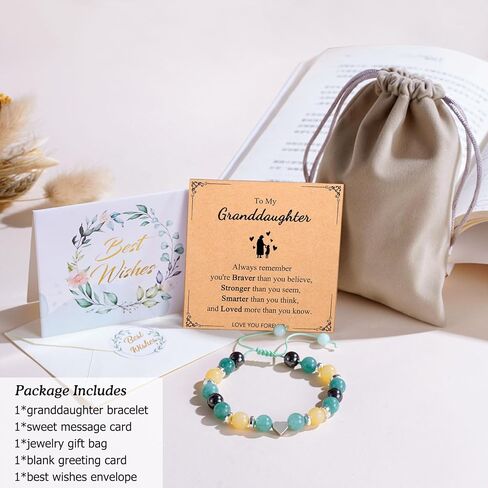 To My Granddaughter Niece Adjustable Natural Stone Bracelet, Birthday Graduation Christmas Gifts for Girls in Kuwait