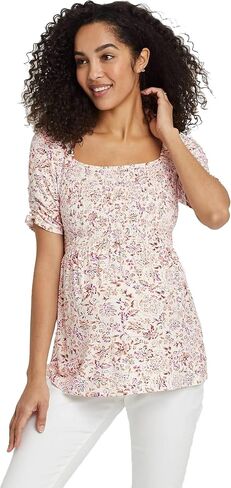 Isabel Maternity by Ingrid & Isabel Elbow Sleeve Smocked Maternity Top - in Saudi Arabia