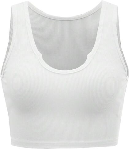 Floerns Women's Casual Scoop Neck Vest Rib Knit Sleeveless Crop Tank Top in Saudi Arabia