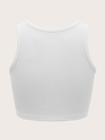 Floerns Women's Casual Scoop Neck Vest Rib Knit Sleeveless Crop Tank Top in Saudi Arabia