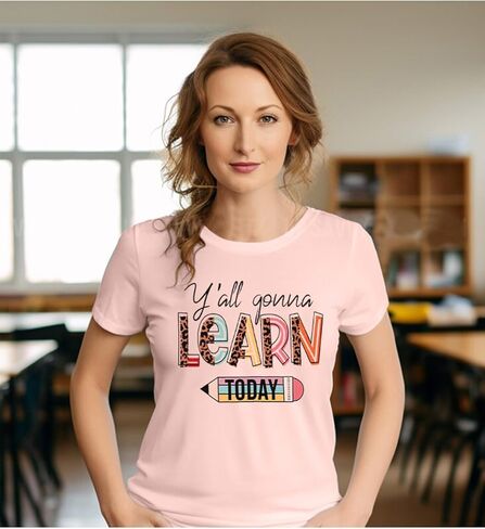 قمصان المعلم للنساء ستتعلم اليوم قميص معلم ما قبل المدرسة قمصان رياض الأطفال بأكمام قصيرة تي شيرت in Kuwait