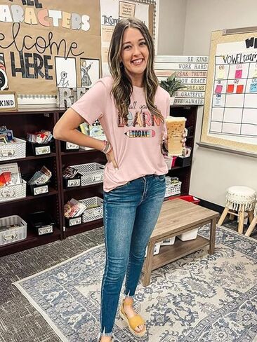 قمصان المعلم للنساء ستتعلم اليوم قميص معلم ما قبل المدرسة قمصان رياض الأطفال بأكمام قصيرة تي شيرت in Kuwait