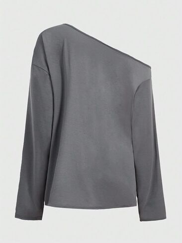 SHENHE Women's Graphic Long Sleeve Rhinestone Asymmetrical Neck Loose Y2k Tee Shirt Top in Saudi Arabia