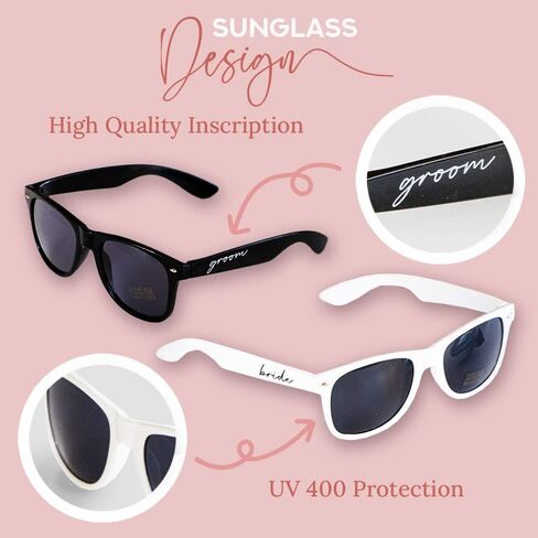 Bride and Groom Sunglasses for Bachelorette Party, Wedding Accessories for Brides, Beach Wedding Sunglasses in Kuwait