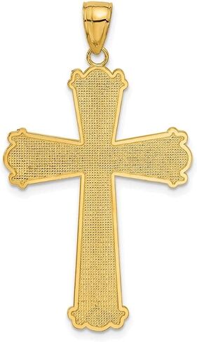 Diamond2Deal 14k Yellow Gold Diamond-cut Cross Pendant for Women (L- 42 mm W- 25 mm) in Saudi Arabia