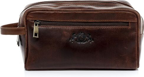 حقيبة غسيل من الجلد الطبيعي من سيد فيان، حقيبة غسيل كبيرة للسفر طوال الليل وصالة الالعاب الرياضية للرجال والسيدات، حقيبة ادوات الزينة للنساء والرجال، بني, بني كونياك, Large, حقيبة أدوات الزينة in Kuwait