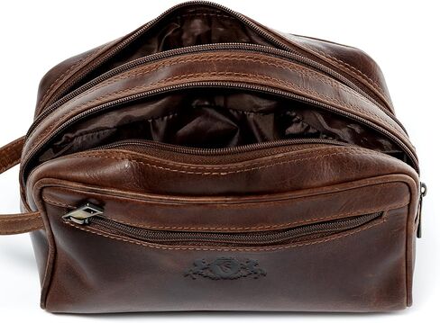 حقيبة غسيل من الجلد الطبيعي من سيد فيان، حقيبة غسيل كبيرة للسفر طوال الليل وصالة الالعاب الرياضية للرجال والسيدات، حقيبة ادوات الزينة للنساء والرجال، بني, بني كونياك, Large, حقيبة أدوات الزينة in Kuwait