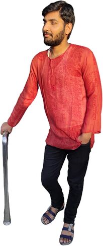 كورتي رايون فاخر مصنوع يدويًا للرجال والنساء، ملابس شاطئ كلاسيكية فضفاضة تقليدية، كورتا من SHIVAM ARTS EXPORT. in Kuwait