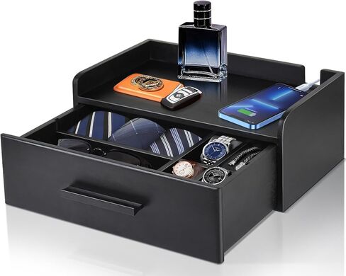 صندوق ساعة للرجال مع درج، حافظة ساعة خشبية للرجال، منظم صندوق الساعة لتخزين وعرض الساعة، هدية للأب والزوج والصديق في عيد الحب، وعيد الأب، وعيد الميلاد، وصندوق المجوهرات in Kuwait