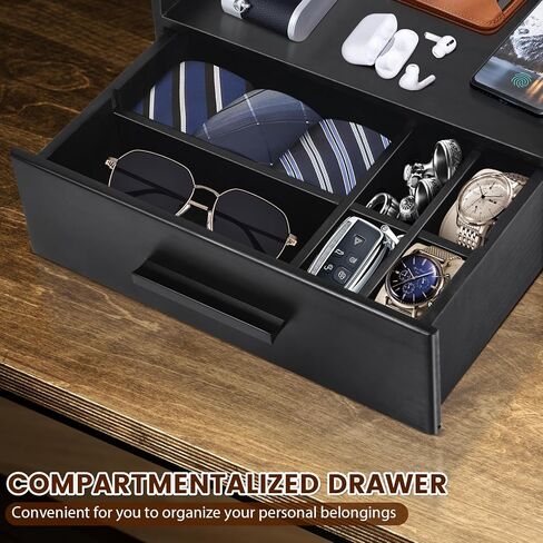 صندوق ساعة للرجال مع درج، حافظة ساعة خشبية للرجال، منظم صندوق الساعة لتخزين وعرض الساعة، هدية للأب والزوج والصديق في عيد الحب، وعيد الأب، وعيد الميلاد، وصندوق المجوهرات in Kuwait