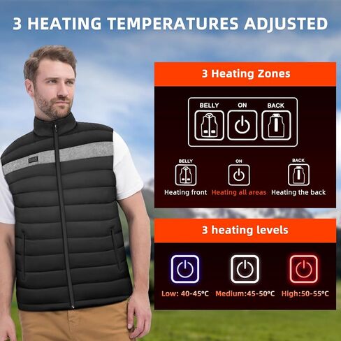 zicencrete Heated Vest For Men Women 6 Heating Areas 3 Levels Lightweight Smart Electric Heated Jackets Battery Not Include in Saudi Arabia