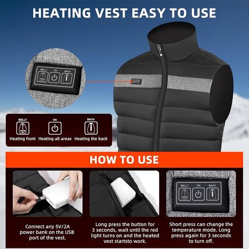 zicencrete Heated Vest For Men Women 6 Heating Areas 3 Levels Lightweight Smart Electric Heated Jackets Battery Not Include in Saudi Arabia