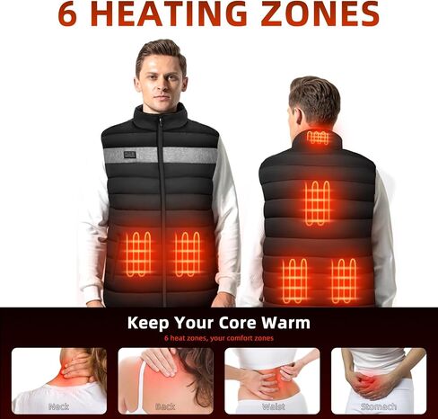 zicencrete Heated Vest For Men Women 6 Heating Areas 3 Levels Lightweight Smart Electric Heated Jackets Battery Not Include in Saudi Arabia