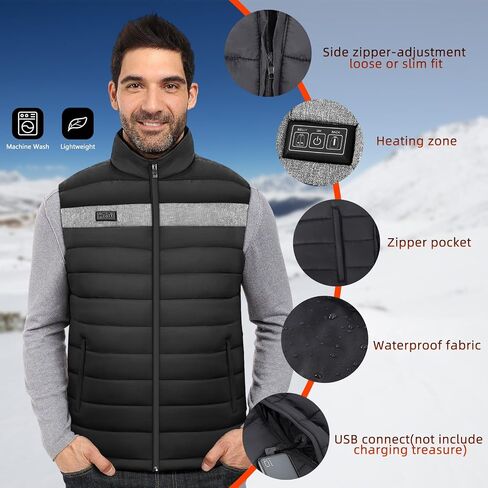 zicencrete Heated Vest For Men Women 6 Heating Areas 3 Levels Lightweight Smart Electric Heated Jackets Battery Not Include in Saudi Arabia