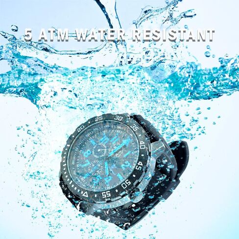 Smith & Wesson Men's Calibrator Watch, 5 ATM, Stainless Steel Caseback, Black Rubber Strap, Blue Numbers, Tactical Watch, Precision Quart, Scratch Resistant, Father's Day Gift, 51mm in Kuwait